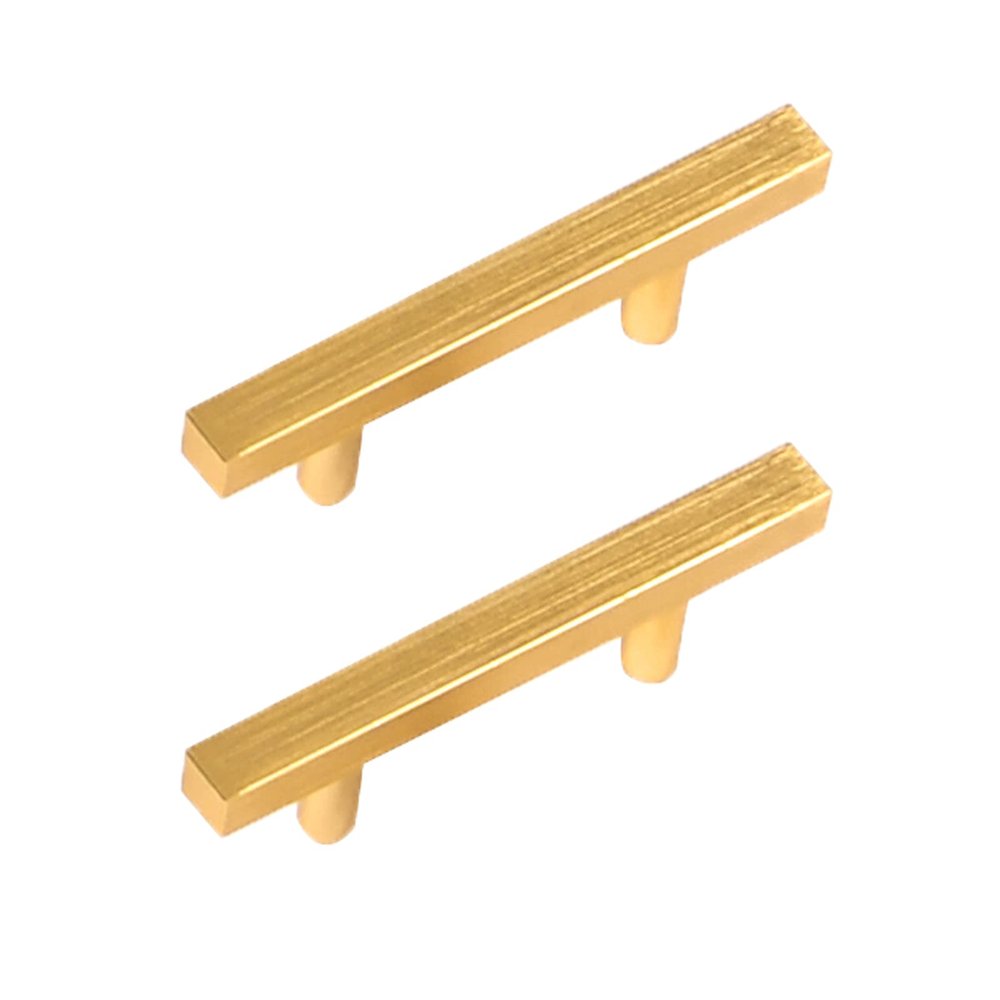 Cabinet Handles,Wardrobe Door Handles,2 Pack Golden Cabinet Pulls Aluminum Alloy Cabinet Knobs T Bar Cupboard Door Handles Square Kitchen Door Levers for Bathroom,Closet,Wardrobe,Furniture Hardware (S