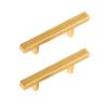 Cabinet Handles,Wardrobe Door Handles,2 Pack Golden Cabinet Pulls Aluminum Alloy Cabinet Knobs T Bar Cupboard Door Handles Square Kitchen Door Levers for Bathroom,Closet,Wardrobe,Furniture Hardware (S view 1