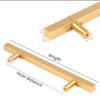 Cabinet Handles,Wardrobe Door Handles,2 Pack Golden Cabinet Pulls Aluminum Alloy Cabinet Knobs T Bar Cupboard Door Handles Square Kitchen Door Levers for Bathroom,Closet,Wardrobe,Furniture Hardware (S view 3