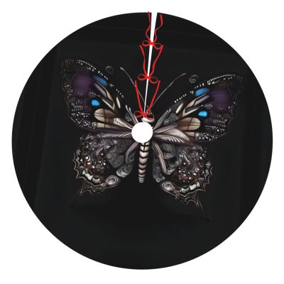 Exquisite Christmas Tree Skirt Festive Holiday Decor for Xmas Tree Durable and Decorative Mat Science Butterfly