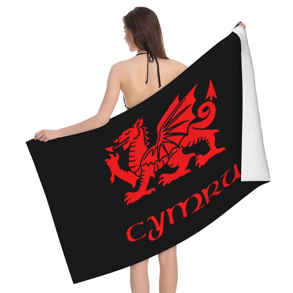 Byoblu Wales Welsh Dragon Yard Flag Beach Towel Absorbent Bathroom Towels Beach Towels Oversized Super 32x52 Inch