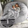 BCU 6FT Bean Bag Chair for Adults and Kids Without Filler Giant Stuffed Animal Storage Cover Soft Faux Fur Floor Chair Cover for Bedroom Living Room, Silver Blue view 3