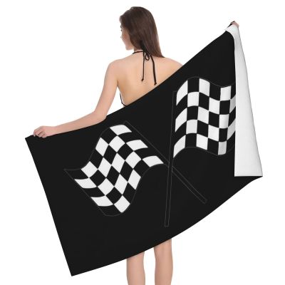 Byoblu Race Checkered Racing Flag Beach Towel Absorbent Bathroom Towels Beach Towels Oversized Super 32x52 Inch