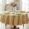 Newbridge Spring and Easter Portofino Scalloped Damask Fabric Tablecloth, 90 Inch Round, Gold, Wrinkle and Stain Resistant Fine Dining Holiday Party Table Cover view 1