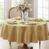 Newbridge Spring and Easter Portofino Scalloped Damask Fabric Tablecloth, 90 Inch Round, Gold, Wrinkle and Stain Resistant Fine Dining Holiday Party Table Cover view 2