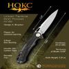 HOKC Phantom | 338-107406 | Pocket Knife, EDC Knife by Official Dealer - Designed by Russian Master Aleksander Biryukov - Liner Lock, G10 w/ Carbon Fiber Handle, Comfortable Pocket Clip, Ball Bearing, Finger Flipper, Long and Durable D2 Stainless Too view 3