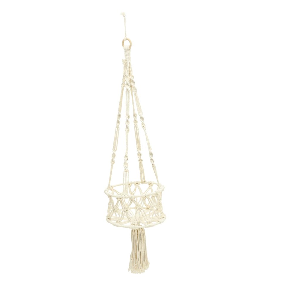 GOOHOCHY Hanging Rope Fruit Basket Macrame Wall-Mounted Storage Decorative Organizer for Kitchen Home Stylish Hanging Basket for Fruits Veggies Housewarming
