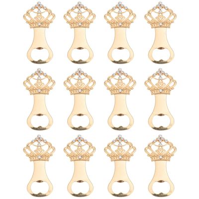 BRIGHTFUFU 12 Pcs Gold Crown Bottle Opener Multifunctional Manual Bottle Opener for Baby Shower Wedding Birthday Party Favors Elegant Practical Present for Guest