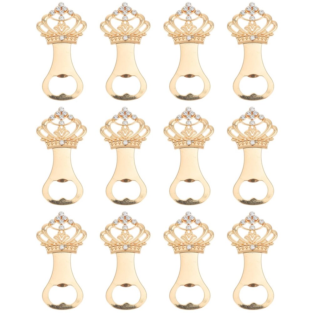 BRIGHTFUFU 12 Pcs Gold Crown Bottle Opener Multifunctional Manual Bottle Opener for Baby Shower Wedding Birthday Party Favors Elegant Practical Present for Guest