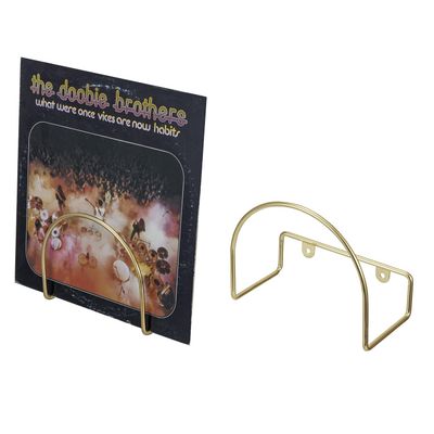 MyGift Modern Wall Mounted Metal Wire Vinyl LP Record Storage Holder with Matte Black Finish, Album Sleeve Display Rack, Set of 2 (Brass)