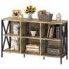 Horizontal Bookshelf Bookcase,6 Cube Storage Organizer with Open Shelf,47 Inch Industrial Low Wide Wood and Metal Cubby shelf,Long shelving unit for Home Office Living Room(Rustic Oak,6 Cube) view 1