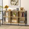 Horizontal Bookshelf Bookcase,6 Cube Storage Organizer with Open Shelf,47 Inch Industrial Low Wide Wood and Metal Cubby shelf,Long shelving unit for Home Office Living Room(Rustic Oak,6 Cube) view 2