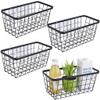 4 set Hanging Wall Basket Organizer,Over the Cabinet Door Wire Baskets for Organizing -Space-Saving Hanging Baskets for Organizing,Wall Mount Storage,No Drilling Adhesive Wall Storage Basket, Black view 1