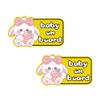 Nouiroy Funny Baby On Board Car Sticker and Decal-2 Pcs Cute Rabbit Baby in Car Decal Reflective Vinyl Sticker for Cars Window Bumper Baby Safety Warning Sign Sticker (Strawberry Rabbit, Yellow) view 1