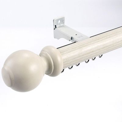 Heavy Duty Curtain Tracks Imitation Wood Grain Curtain Track Extra Long Straight Curtain Rail Curtain Rod with Decorative Head Curtain Pole Set for Living Room Bedroom(Color:B,Size:95cm)