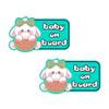 Nouiroy Funny Baby On Board Car Sticker and Decal-2 Pcs Cute Rabbit Baby in Car Decal Reflective Vinyl Sticker for Cars Window Bumper Baby Safety Warning Sign Sticker (Watermelon Rabbit, Mint Green) view 1