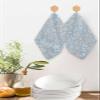 Dusty Blue Waffle Kitchen Dish Towels Set of 2,Super Absorbent & Quick Dry Hair Hand Bath Tea Golf Microfiber Soft Towel Cleaning Dish Washcloth,Daisy Lavender Dandelions Natural Wildflowers 12"x12" view 2