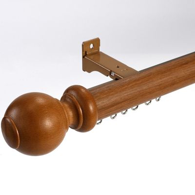 Heavy Duty Curtain Tracks Imitation Wood Grain Curtain Track Extra Long Straight Curtain Rail Curtain Rod with Decorative Head Curtain Pole Set for Living Room Bedroom(Color:D,Size:150cm)