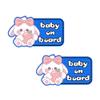 Nouiroy Funny Baby On Board Car Sticker and Decal-2 Pcs Cute Rabbit Baby in Car Decal Reflective Vinyl Sticker for Cars Window Bumper Baby Safety Warning Sign Sticker (Strawberry Rabbit, Blue) view 1