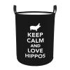 Keep Calm and Love Hippos Laundry Baskets Dirty Clothes Storage Basket Foldable with Handles Laundry Basket, for Bedroom, Bathroom Small view 1