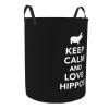 Keep Calm and Love Hippos Laundry Baskets Dirty Clothes Storage Basket Foldable with Handles Laundry Basket, for Bedroom, Bathroom Small view 2