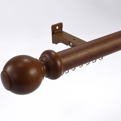 Heavy Duty Curtain Tracks Imitation Wood Grain Curtain Track Extra Long Straight Curtain Rail Curtain Rod with Decorative Head Curtain Pole Set for Living Room Bedroom(Color:E,Size:210cm(2 * 105cm))