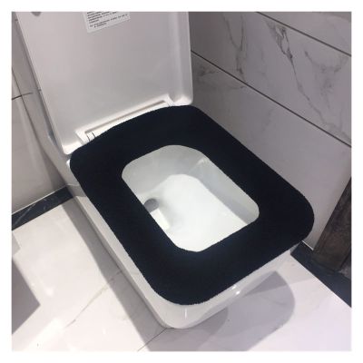 CEVIZ Bathroom Square Toilet Seat Cover Winter Washable Warmer Mat Toilet Cover Cushion Lid Pad Home Decor Toilet Seat Cover (Color : Black)