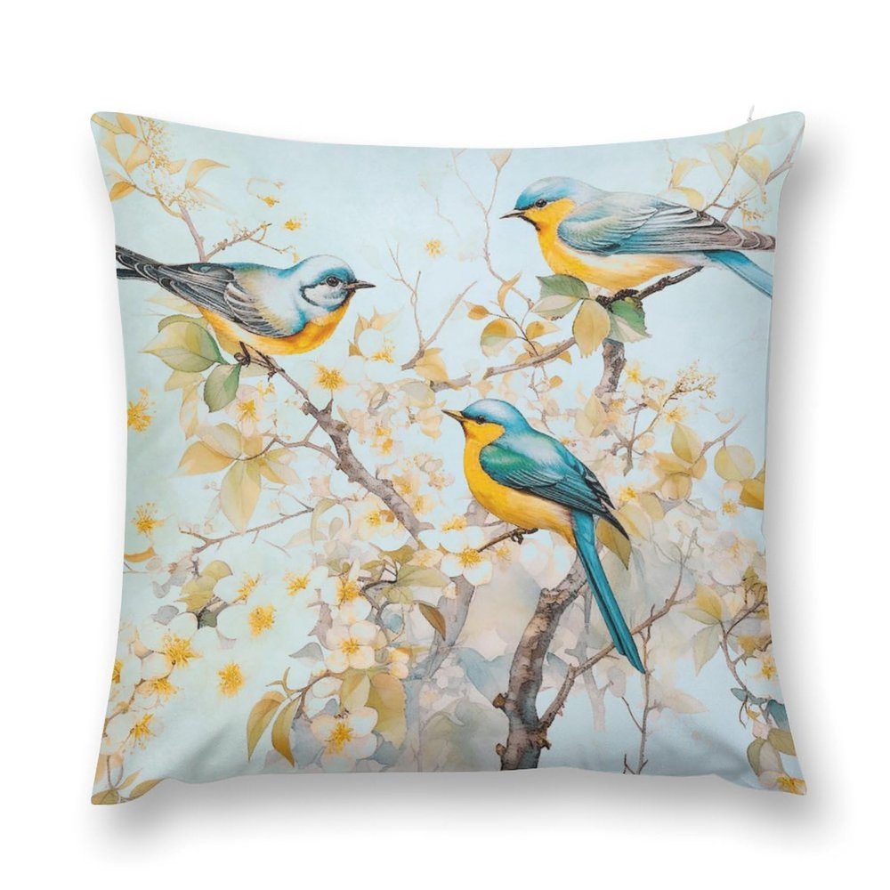 adverrex Throw Pillow Covers 18x18 Double Sided Velvet Birds Branch Decorative Pillowcase Couch Pillows for Bedroom Living Room Outdoor