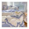 QuKan Bed, Four Seasons Universal Cotton Bedding Set, Princess Style Home high-end Bed Sheet Quilt Cover Pillowcase Four-Piece Set view 3
