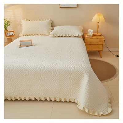Bed, 3pcs Thick Cotton Bed Sheets, Solid Double Bed Covers, Blanket Beds, Linen Quilted Bed Sheets with Pillowcases