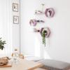 LUDORU Wooden Hexagon Floating Shelves Wall Mounted,Set of 6 Pine Hexagon Shelves Display for Photos,Plants,Rustic Honeycomb Shelves for Living Room,Bedroom,Bathroom, Kitchen, Office Decor, Pink view 3