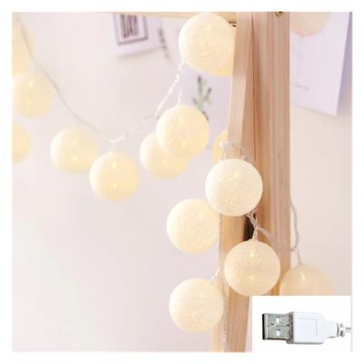 Christmas Cotton Ball Small Lantern String Ball Lights Small Colored Balls Christmas Tree Decoration Birthday Party Christmas Kids Bedroom christmas decorations ( Color : USB white , Size : 6m 40leds