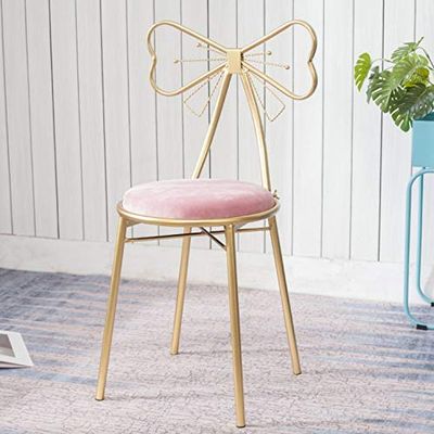 OOCCO Creative Butterfly Chair Simple Girl Heart Theme Restaurant Chair Beauty Makeup Chair Dressing Golden Chair Stool (Color : Style 2)