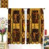 Brebasf Ancient Egyptian Mythological Symbols Curtains for Living Room Rustic Egypt Anubis Tribal Pharaoh Hieroglyphics Thermal Insulated Rod Pocket Blackout Curtains/Drapes 2 Panels 45" L x 21" W view 3