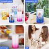 AGH 50 Pack Frosted Glass Sublimation Tumbler, 16 OZ Sublimation Cans Gradient 6 Color Beer Drinking Cups with Bamboo Lid & Plastic Straw, Coffee Cup, Water Bottle for Juice, Soda view 4