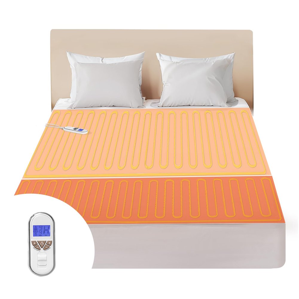 Bwarm Premium Multi-Zone Electric Heated Mattress Pad Twin XL Size, 39" x 80", 9 Heat Settings, 1-12 Hours Auto Off, Individual Body and Feet Settings, Removable Comfort Layer, Machine Washable
