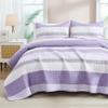 Andency Queen Quilt Bedding Set Lavender, 3 Pieces Patchwork Purple Striped Ultra Soft Lightweight Bedspreads, Coverlets Set with 2 Pillow Shams for All Seasons (90"x96") view 1