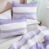 Andency Queen Quilt Bedding Set Lavender, 3 Pieces Patchwork Purple Striped Ultra Soft Lightweight Bedspreads, Coverlets Set with 2 Pillow Shams for All Seasons (90"x96") view 3
