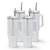 AGH 4 Pack 40 oz Sublimation Glitter White Tumblers with Stainless Steel Straw and Lid, Insulated Double Wall Vacuum Reusable Cups with handle, Travel Mug for Party,Home,Driving,Office view 1