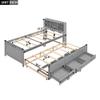 Merax Platform Bed, Twin Size Wooden Bed Frame with Twin Size Trundle, 3 Drawers, Storage Shelf, and USB Charging Ports, Wood Slat Support, No Box Spring Needed, Easy Assembly, Grey view 3