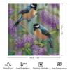 KUYT 4 Pcs Bathroom Shower Curtain Set,Bathroom Sets with Rugs (Bath Mat,U Shape and Toilet Lid Cover Mat), Chickadees Lilacs Bathroom Decor Set view 2