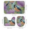 KUYT 4 Pcs Bathroom Shower Curtain Set,Bathroom Sets with Rugs (Bath Mat,U Shape and Toilet Lid Cover Mat), Chickadees Lilacs Bathroom Decor Set view 3