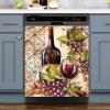 Vineyard Dishwasher Magnet Rustic Wine Bottle Dishwasher Cover, Red Wine Bottle for Refrigerator Magnet Grape Decal, Red Wine Fridge Door, Farmhouse Home Appliances Panels Stickers 23" Wx 26" H view 1