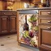 Vineyard Dishwasher Magnet Rustic Wine Bottle Dishwasher Cover, Red Wine Bottle for Refrigerator Magnet Grape Decal, Red Wine Fridge Door, Farmhouse Home Appliances Panels Stickers 23" Wx 26" H view 4