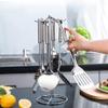 Modern Stainless Steel Countertop 6 Hook Rotating Kitchen Cooking Utensil Hanger Storage Organizer Rack Set of 7 view 2
