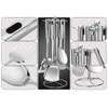 Modern Stainless Steel Countertop 6 Hook Rotating Kitchen Cooking Utensil Hanger Storage Organizer Rack Set of 7 view 3