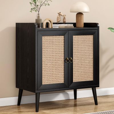 Farini Sideboard Buffet with Storage, Bar Liquor Cabinet with Rattan Decorated Doors, Vintage Side Cabinet for Dining Room, Living Room, Hallway