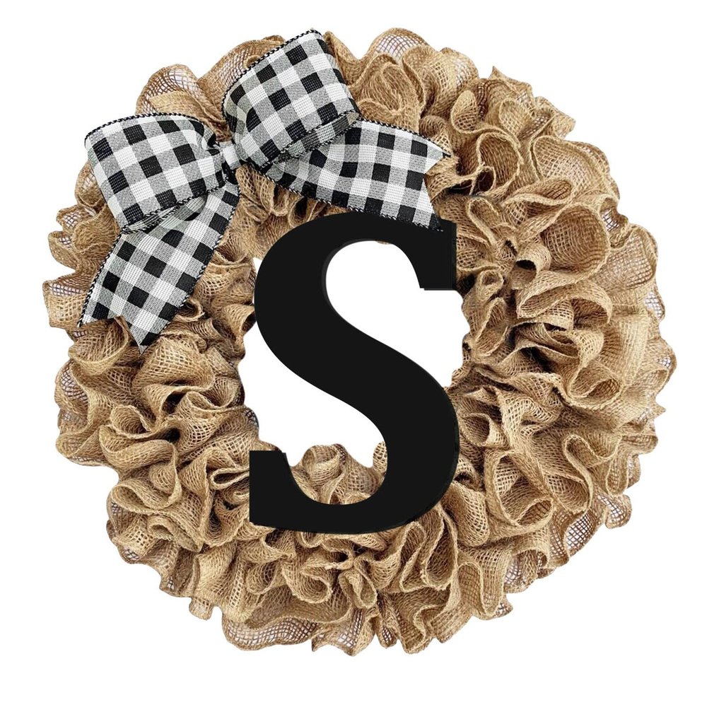 Unique Last Name Year Round Front Door Wreath with Bow Welcome Sign Garland Creative 26 Letter Farmhouse Wreath for Front Door Spring All Seasons Outside Hanger Decor Christmas Wreath (S, One Size)