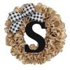 Unique Last Name Year Round Front Door Wreath with Bow Welcome Sign Garland Creative 26 Letter Farmhouse Wreath for Front Door Spring All Seasons Outside Hanger Decor Christmas Wreath (S, One Size) view 1