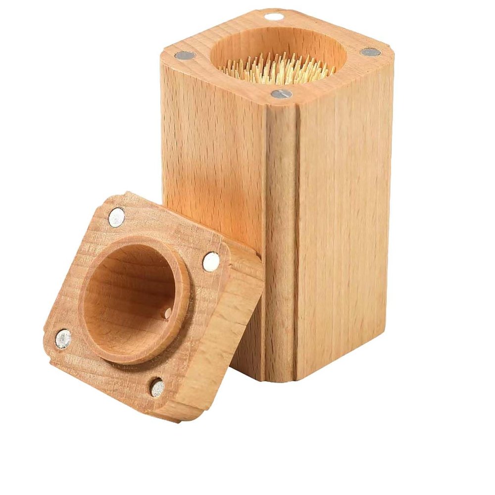 Eyepkildly Toothpick Dispenser, Whole Wood Hollowed Out Toothpick Holder Home Kitchen Restaurant Christmas Thanksgiving Birthday Gift for Friend Family Decoration Toothpicks 180 Pcs (type4)